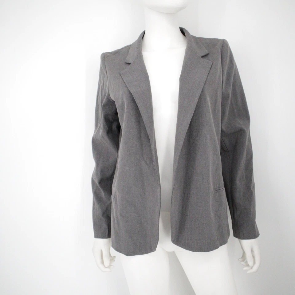 NUEVO CON ETIQUETAS Chaqueta Aqua Para Mujer Talla L Gris Frente Abierto Mangas Largas Traje Oficina Preppy Foto 1 de 4