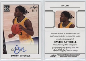 2021-22 Leaf Memories 1990 Base Black /15 Davion Mitchell #BA-DM1 Rookie Auto RC