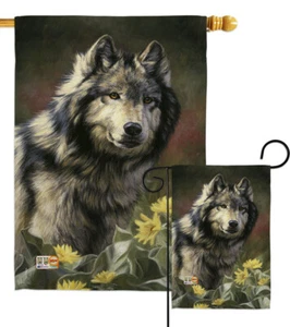 Wild Spirit Wildlife Wolf Pack Flower Forest Garden House Yard Flag - Picture 1 of 13