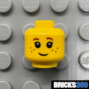 Lego New Yellow Minifigure Head Girl Kid Toddler Cute Freckles Grin Smile Happy - Picture 1 of 3