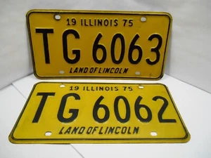 Set of 1975 Illinois License Plate TG-6062 Land of Lincoln - Picture 1 of 10
