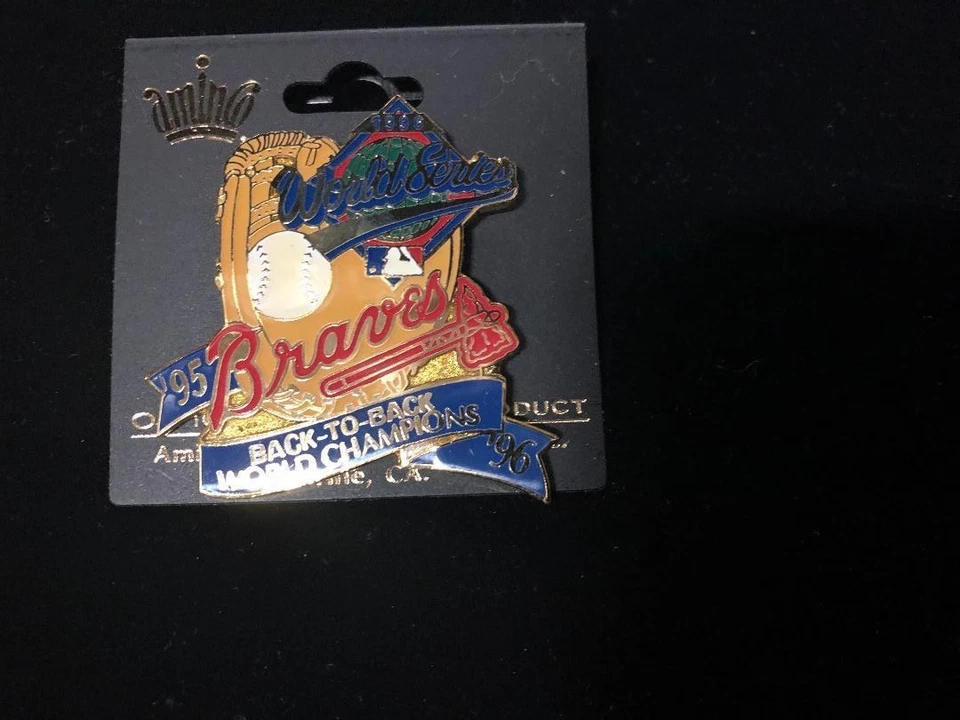 1995 - 1996 World Series Braves Back to Back Champions Pin - NEW MLB Licensed  - Image 1 of 1