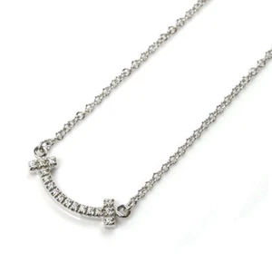 Tiffany & Co. T Smile Mini Diamante 0.03ct Collar 18K WG Oro Blanco 18 pulgad... - Imagen 1 de 7