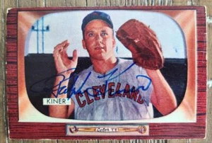 RALPH KINER 1955 BOWMAN #197 SIGNED CARD INDIANS HOF DEC JSA COA - Picture 1 of 2