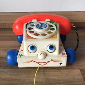 Original Vintage Chatterbox Fisher Price Pull Along Telephone Toy 1961 Working