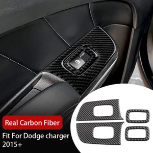 Real Carbon Fiber Window Lift Switch Panel Cover Trim for Dodge Charger 2011-23 - Picture 1 of 14