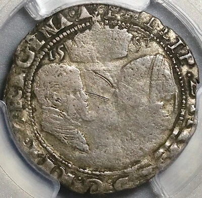 1557 PCGS F Ireland Mary Philip 4 Pence Groat Silver Coin S-6501C (22081003C) - Image 1 of 4
