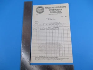 Antik 1. Juni 1917 Massachusetts Breweries Company Boston Quittung M2675 - Bild 1 von 1