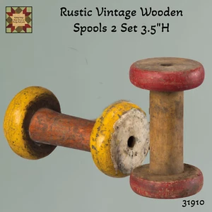 Rustikale authentische Vintage Holzspulen 2er Set 3,5" Höhe - Bild 1 von 2