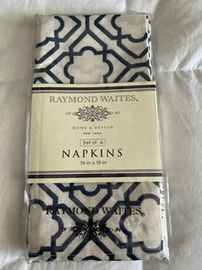 Raymond Waites Dinner Servietten SET/4 Geometrisch Blau Baumwolle 19x19 NEU - Bild 1 von 7