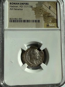 Roman Empire Hadrian AD 117-136 AR Denartus Ancient Siver Coin NGC F - Picture 1 of 4