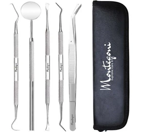 5er Dental Set Zahnsteinentferner Zahnsonde Zahnreinigung Mundspiegel Zahnpflege - Bild 1 von 8