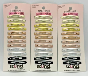 Scunci Fine Hair Snap Clips 3 packs of 12 Ct - 36 total clips - 91299H-320G - Picture 1 of 2