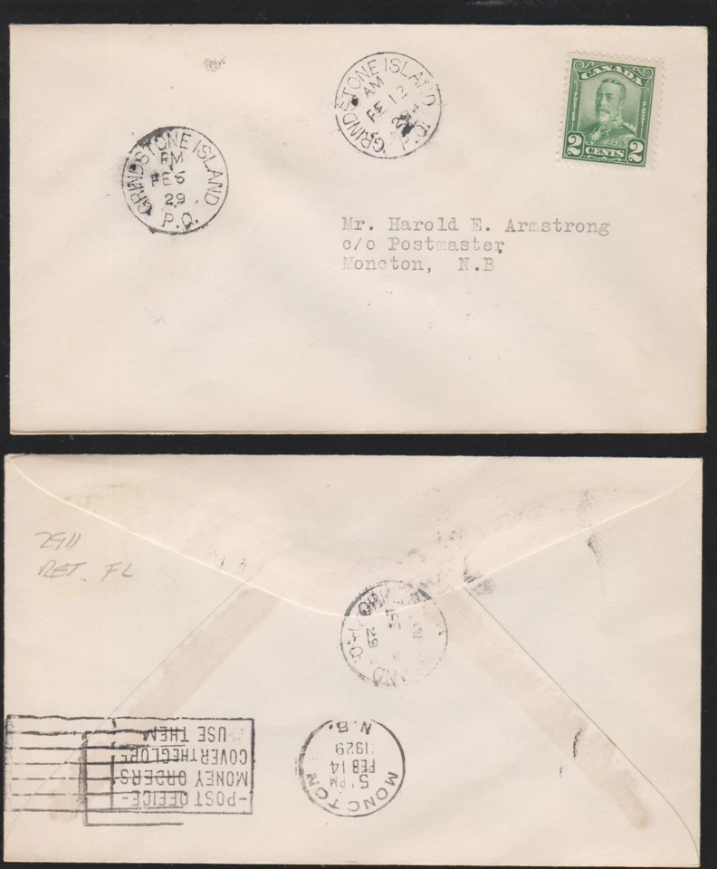 Canada First Flight Moncton to Grindstone Island, Feb 12 1929 AMCN2 #2911var - Image 1 of 1