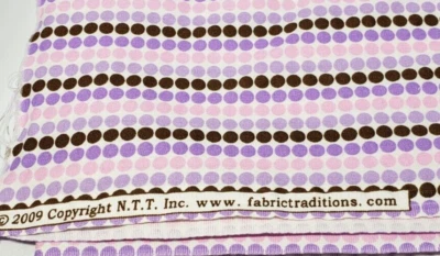 Fabric Tradition Fabric 2.75 Yards Polka Dots N.T.T. Inc. Purple Brown Pink - Image 1 of 4