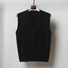 Women Sleeveless Pullover Vest Knitted Jumper Sweater Solid V-neck Tops Fashion