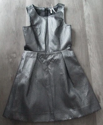 FRENCHI SILVER METALLIC DRESS WOMENS SIZE 5 SLEEVELESS FREE SHIPPING! — 第 1/4 张图片
