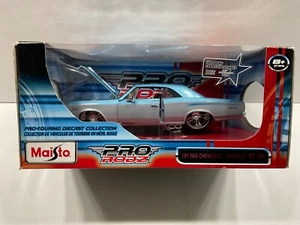 MAISTO PRO RODZ 1966 CHEVELLE SS 396 - 1:24 SCALE - SILVER & BLUE — RARE FIND - Picture 1 of 17