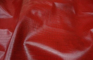 Red Vinyl Faux Alligator  upholstery Leather Vinyl fabric - Picture 1 of 1