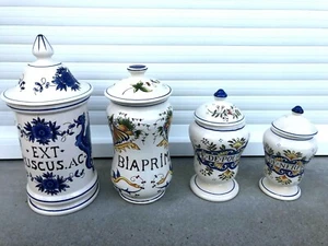 LOT ANCIENS  4 POTS A PHARMACIE - CÉRAMIQUE ST CLÉMENT - SAINT-CLÉMENT  - Picture 1 of 4