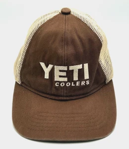 Offizielle Yeti Coolers Truckermütze Kappe braun Druckknopflasche verstellbar Netz bestickt - Bild 1 von 12