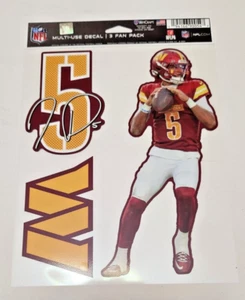 Washington Commanders NFL #5 Jayden Daniels Multi-Use Decal 3 Fan Pack - Picture 1 of 1