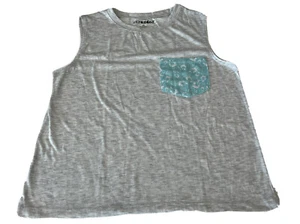 Stranded meliertes graues ärmelloses T-Shirt Ananas-Druck Tasche Größe Small - Bild 1 von 12