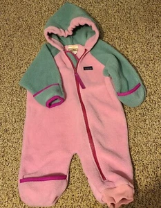 LL Bean TRAJE DE NIEVE POLAR ROSA Bunting 12 Meses Capucha Vintage Niña - Imagen 1 de 6