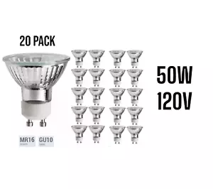 20 Pack 50MR16 Bulbs 50 Watt 50W Flood 36 Degrees 120V Twist And Lock GU10 Base - Picture 1 of 5