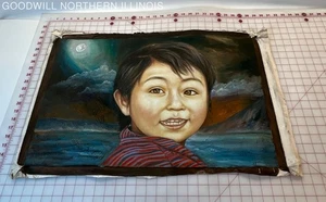 Guatemala Oil Painting Ocean and Boy On Canvas - Picture 1 of 5