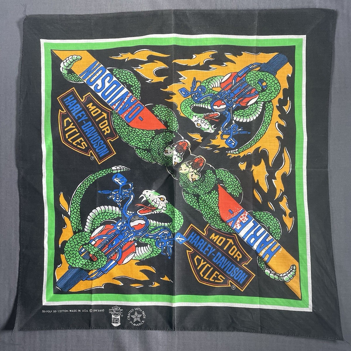 デッドストック HARLEY ハーレー スネーク ビンテージ バンダナ ラス1 Collectible Harley-Davidson Bandanas & Scarves for sale | eBay