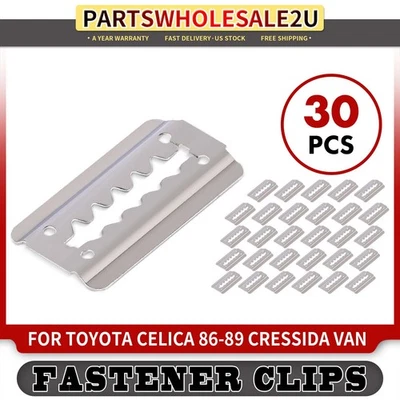 30 piezas clips de retención de tira de parachoques de metal plateado para camioneta Toyota Celica Cressida Foto 1 de 4