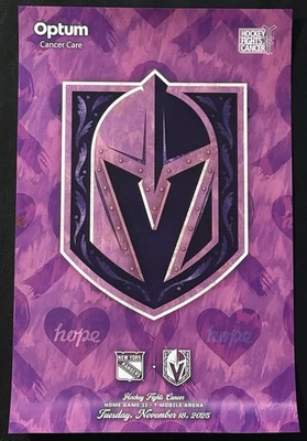 2025-26 VEGAS ЗОЛОТЫЕ РЫЦАРИ ДОМАШНЯЯ ИГРА #11 HFC ИГРЫ ДЕНЬ ПЛАКАТ НОЯБРЯ 18, 2025 - Изображение 1 из 2