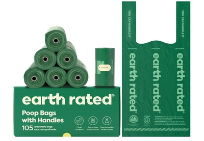 Dog Poop Bags with Handles on Refill Rolls,Easy-Tie on a Compact Roll,Extra wide - Image 1 of 4