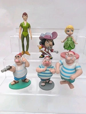 Disney Peter Pan Collectable Set Mixed Figures Hook Tinkerbell Smee x6 - Image 1 of 4