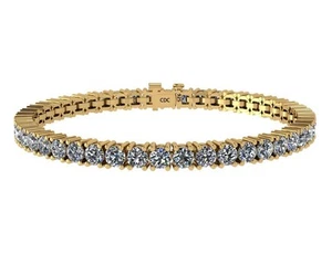 Yellow Gold Plated Sterling Silver 7" Tennis Bracelet With 20.00 CTTW Zirconia - Picture 1 of 6