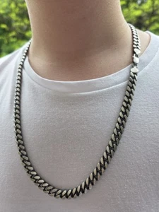 Nuevo Collar de Eslabones Cubanos Oxidados Acabado Gunmetal Plata de Ley 925 25" Pulgadas - Imagen 1 de 20