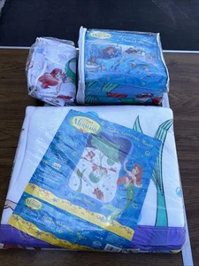 Vtg Disney The Little Mermaid Twin Full Blanket Comforter Flannel Sheets Extras* - Picture 1 of 15