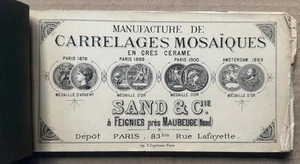 CATÁLOGO ANTIGUO SAND & Cie (Carrelages Mosaïques en Grés Cérame) PARIS c1900 - Picture 1 of 10