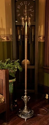 Antique Rembrandt Art Deco Art Nouveau Floor Lamp Marble Base - Image 1 of 4