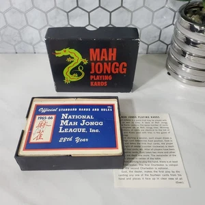 Tarjeta de colección de reglas de la Liga Nacional Mah Jongg 1965-66 y cartas de juego - Imagen 1 de 14