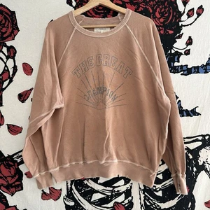 THE GREAT Women's "Champion" Sweater Sweatshirt Spellout DISTRESSED Rust Size 3 - Picture 1 of 9