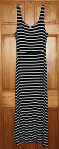 Women’s Old Navy Long Black & White Stripe Sleeveless Dress Size L - Picture 1 of 6