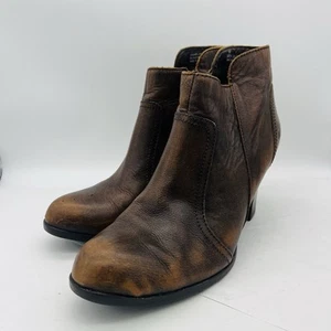 Born Claire Leather Ankle Boots~Tan Cognac Burnished Brown ~Heels~Size 9M - Picture 1 of 10