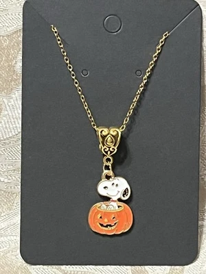 Snoopy Halloween Oro Esmalte Dije Colgante Moda Divertido Boho Oro Collar 18” Foto 1 de 2