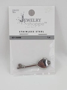 Heart Key Charm Pendant Jewelry Making Craft Necklace Art Stainless Steel - Picture 1 of 2