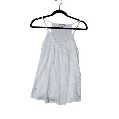 Sombra de ojos blanco encaje sin mangas correa de espagueti corredor espalda entrecruzada cuello en V talla M 1069 Foto 1 de 4