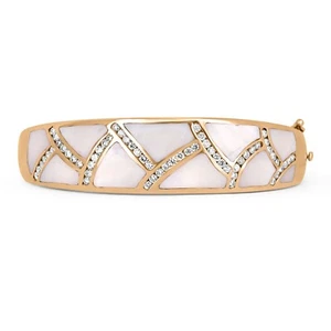 1.60tcw Large Mother of Pearl & Diamond Rose Gold Bangle Rose Gold 14K - Picture 1 of 5