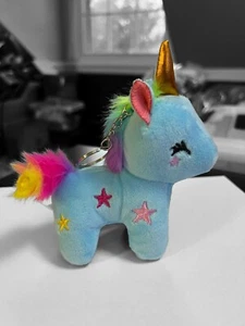 Stuffed Plush UNICORN ~ Keychain/ Bag Dangle~ Kawaii~Soft~BLUE~NEW SINGLE - Picture 1 of 5