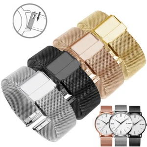 Watch Chain Thick Solid Mesh Stainless Steel Loop Strap Band Bracelet 10-21mm - Picture 1 of 18